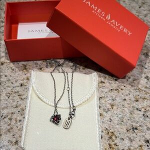 James Avery Cherished Necklace with Deep Red Stone 18”